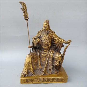 開光純銅看書關公擺件仿古武財神讀書關公佛像招財鎮宅風水擺設