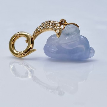 平安 - 18K黃金月兔鑽石吊墜 - 紫翡翠