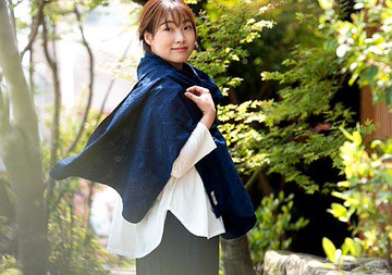 有機棉藍染披肩 [植物編織圖案]