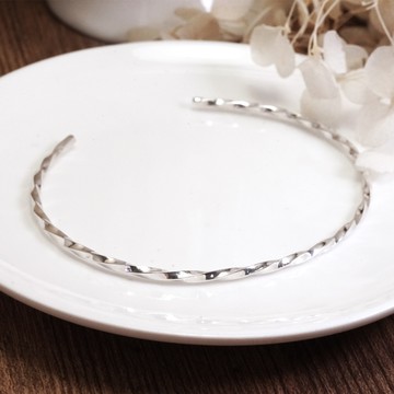 ART64 純銀 極細版 扭轉未來 925純銀手環 方扭設計 C型手環 活圍手環 女生手環