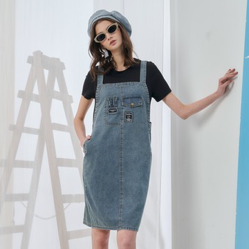 CLL巧玲瓏 兔耳朵丹寧吊帶洋裝 7135143