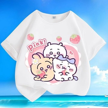 【台灣發貨 全店免運】夏季新款吉伊卡哇卡通百搭男女小中兒童短袖圓領純棉寬鬆休閒上衣