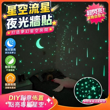 ⚡臺灣倉出⚡優選⭐宿舍臥室星空熒光流星發光夜光貼紙牆面夜光牆貼房間流星雨裝飾牆