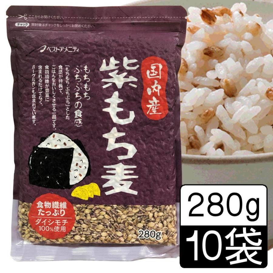 雑穀 国産 紫もち麦 280g×10袋 送料無料 ベストアメニティ 穀物 国内産