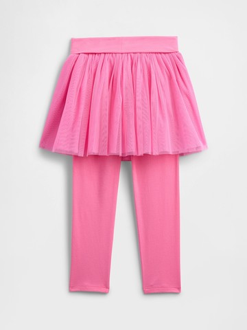女幼童裝 假兩件鬆緊紗裙褲-粉紅色