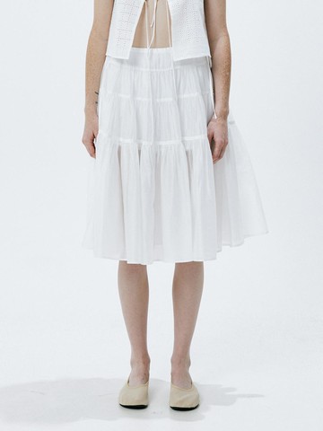 Shirring Ribbon Skirt (White)
