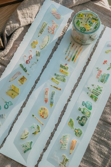 文房具 亮面貝殼光割型PET膠帶(特油加白墨含離型紙)