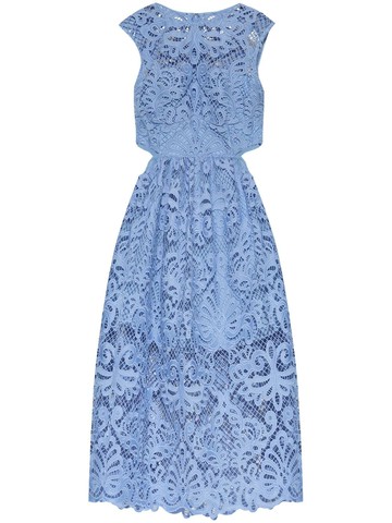 Abito midi con cut-out in pizzo blu-8