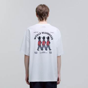 男女同款 OVIS 微寬鬆印花T恤 ｜ 英國白金漢宮 - 白色