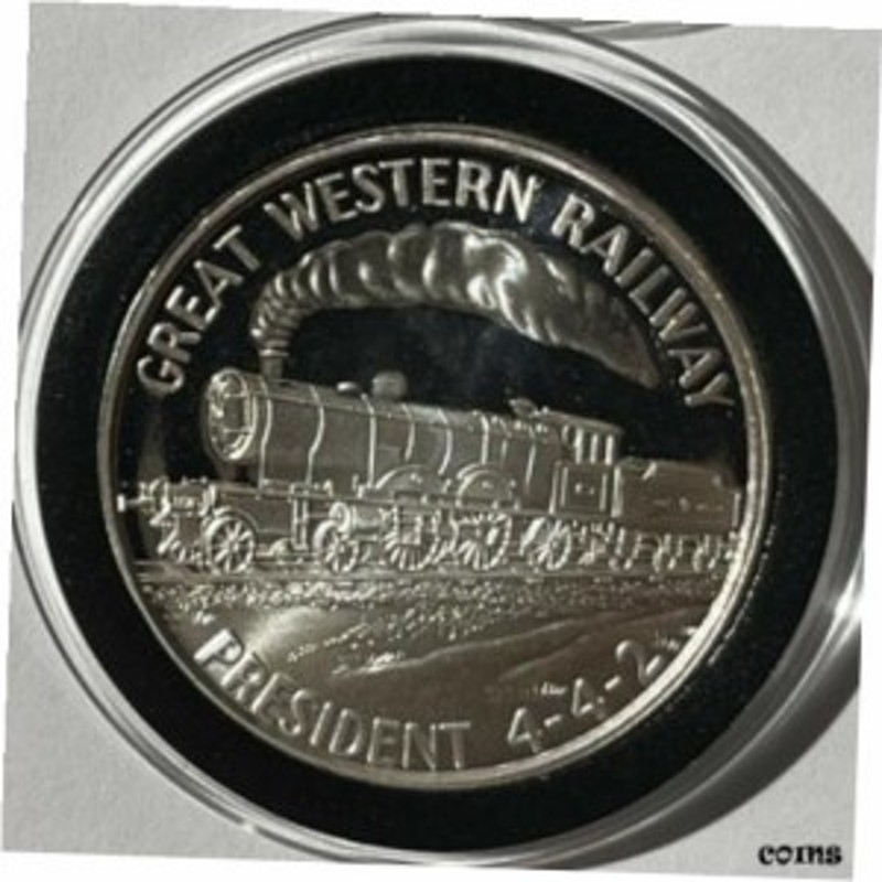 アンティークコイン Great Western Railway 4-4-2 Train Coin 1 Troy