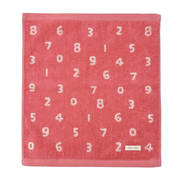 日本丸真 SOU SOU 經典原創數字純棉洗臉巾 珊瑚紅_廠商直送