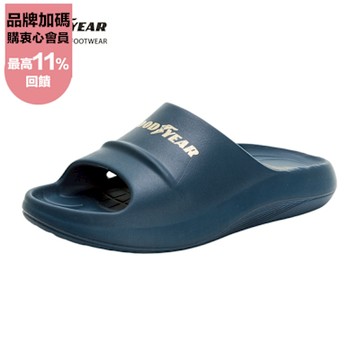 【GOODYEAR 固特異】麻吉Q-Q彈緩震紓壓拖鞋/男 寬楦 厚底減壓 輪胎止紋 台灣製藍(GAML33356)