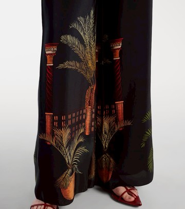 Johanna Ortiz Printed high-rise silk wide-leg pants