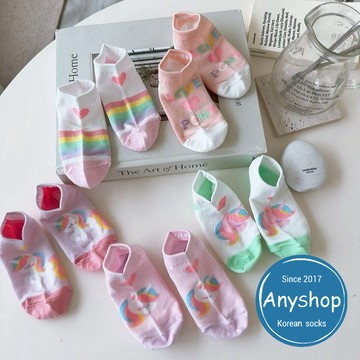 Anyshop韓國襪 組合價5雙入童襪 粉色獨角獸童襪 男童襪 女童襪 純棉襪 可愛塗鴉襪 韓襪K8833