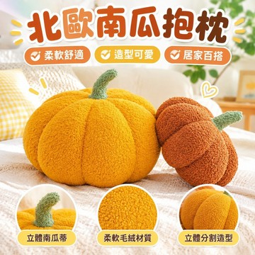 北歐南瓜抱枕大號毛絨玩具ins風擺拍道具沙髮靠墊陽臺飄窗擺設品 TGDB