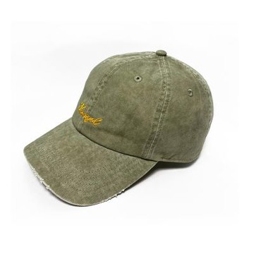 KANGOL- Washed 微刷破草寫棒球帽-灰綠色