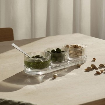 丹麥Stelton 線條玻璃前菜4件套組