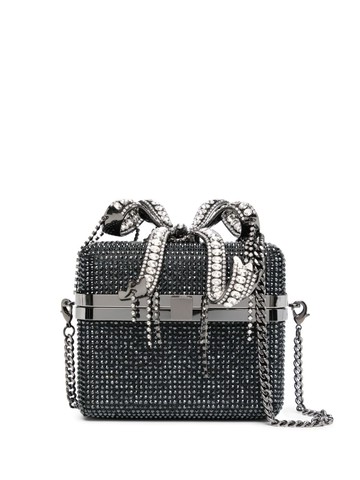 Self-Portrait - rhinestone-embellished crossbody bag - women - Cubic Zirconia/Elastane/Polyester - One Size - Silver