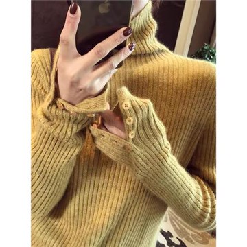 時尚高級感2025年新款秋季女裝法式設計高領軟糯長袖針織打底上衣