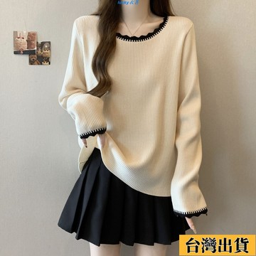 【lucky】現H+免運🏅30-100公斤可穿 大尺碼女裝 花邊長袖T恤 春秋新款 上衣 胖mm寬鬆顯瘦遮肚子上衣 內