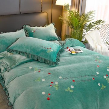 加厚水晶絨四件套秋冬季保暖雙面絨網紅牛奶絨法蘭絨珊瑚絨被套件