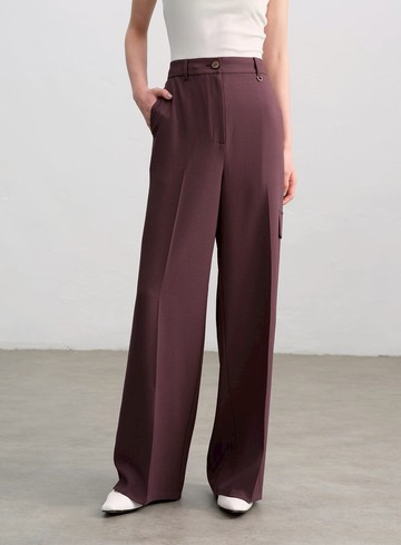 不對稱工裝闊腿褲