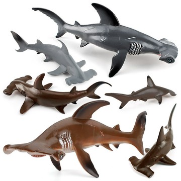 🌈「動物世界」仿真海洋海底生物模型大號小號實心錘頭鯊擺件模型靜態手辦玩具
