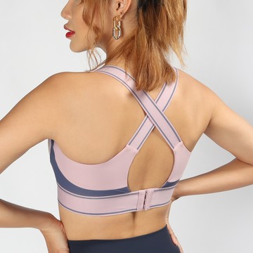 高強度雙色交叉美背背扣瑜珈/運動/機能內衣【固定罩杯】*