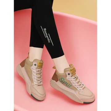 爆款真皮老爹鞋女2025春秋季高幫厚底跑步運動鞋冬加絨軟底阿甘鞋