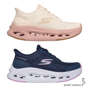 Skechers 慢跑鞋 女鞋 舒華同款 GO RUN MAX CUSHIONING GLIDE-STEP 粉/藍【運動世界】129403NAT/129403NVPR