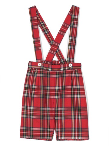 Siola - tartan-pattern cropped dungarees - kids - Polyester/Cotton - 4 yrs - Red