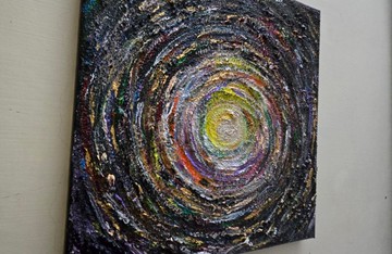 壓克力肌理畫/療癒藝術畫/原創手繪/送禮生日/【宇宙之心-能量】