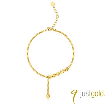 【Just Gold 鎮金店】簡約金球 黃金手鍊(網路獨家)
