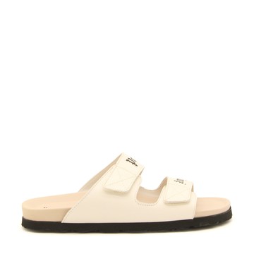 Palm Angels - Cream Leather Logo Sandals