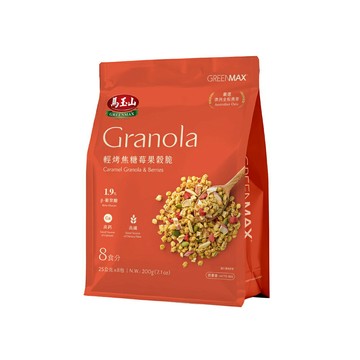 【馬玉山】輕烤焦糖莓果穀脆(8入) 沖泡/穀脆/零食點心/無加糖/含膳食纖維/含鈣/奶素食/台灣製造