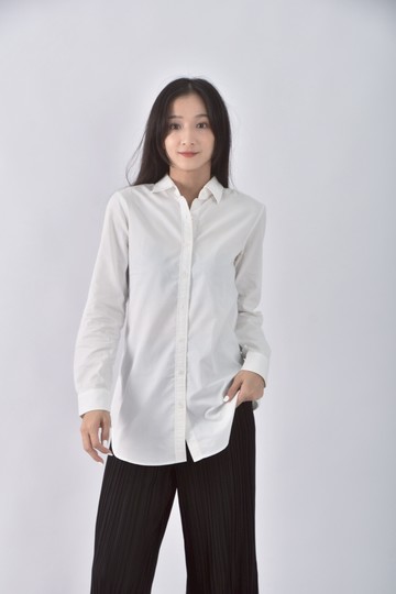 (M) uniqlo棉質素面白色襯衫上衣