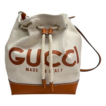 GUCCI 古馳 米色 帆布 Logo 水桶包 772856 【二手名牌BRAND OFF】