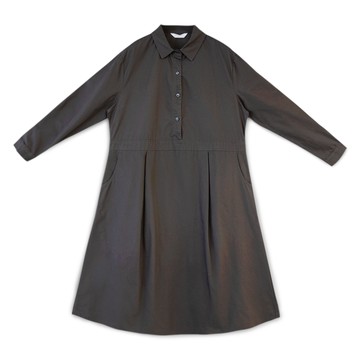 絨面半開襟洋裝  深灰F