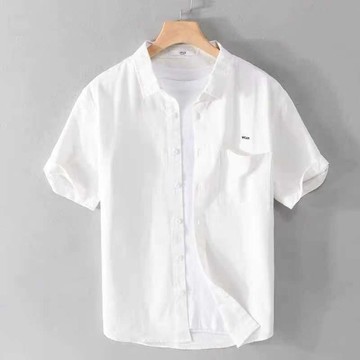 【夏季】短袖襯衫男 上衣男 潮牌青年上衣服男裝簡約百搭休閒半袖男士襯衣