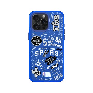 iPhone 15 Pro Max Clear 激光藍 - NBA - 塗鴉系列-聖安東尼奧馬刺 San Antonio Spurs - Graffiti