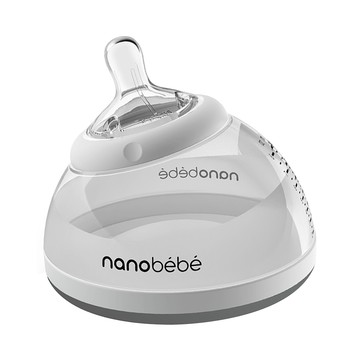 Nanobebe 成長奶瓶 240ml 仿真乳房造型 可拆式奶嘴 可連接擠乳器  太空灰  2個