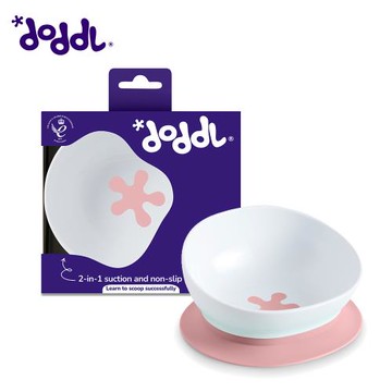 【doddl】英國人體工學秒拾餐具 - 碗有引力秒吸餐碗 - 乾燥玫瑰粉