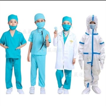 🔥臺灣出貨🔥兒童小醫生服裝護士服幼兒園白大褂職業手術服角色扮演防護工作服03bE