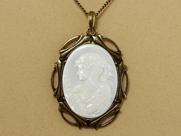 白色珍珠母項鍊女士女孩浮雕吊墜婚禮項鍊首飾