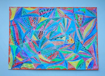 抽象畫 #2028，鉛筆抽象畫作，藝術，繪畫
