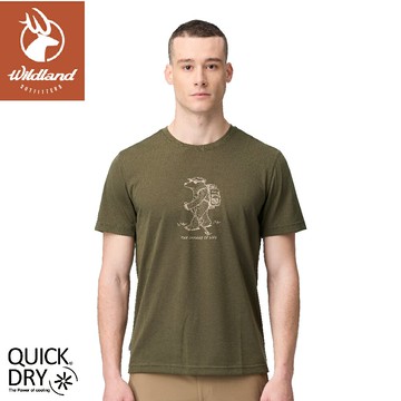 【Wildland 荒野 男 Wildand 山野徒步機能T《常春藤綠》】0B21606/戶外運動機能上衣/運動衫