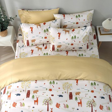 雙人兩用被套加大床包組/美國棉授權品牌 / 呼嚕森林 [鴻宇] 台灣製 - 2366米