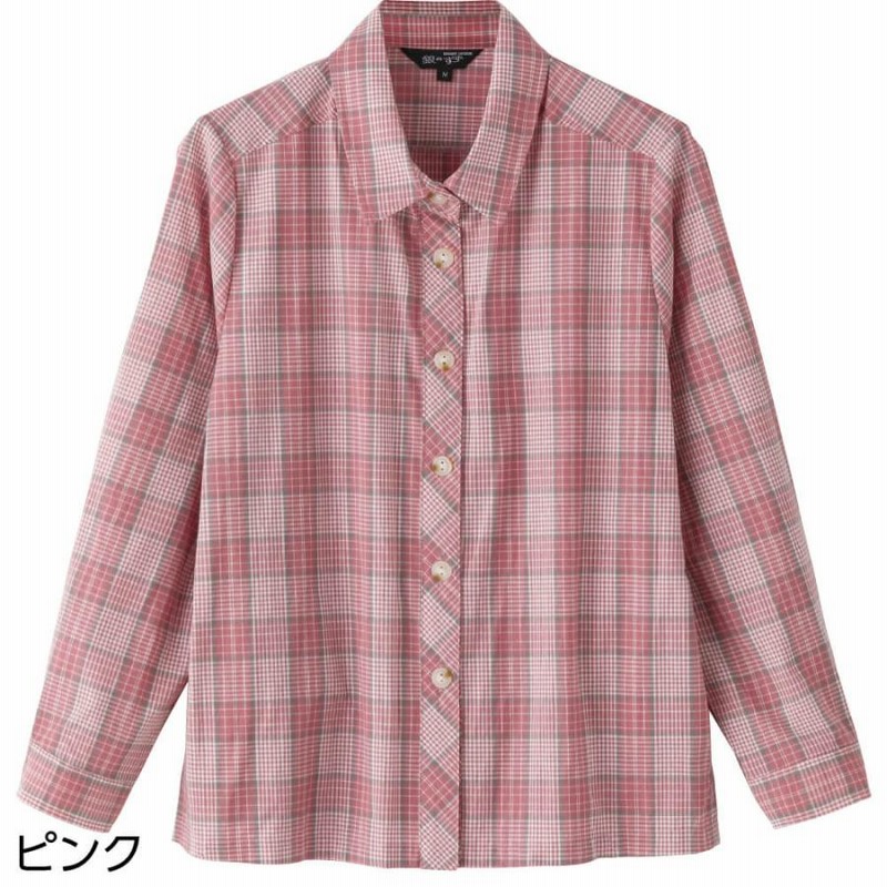カジュアルシャツ レディース 春夏 日本製 チェック柄ブラウス 赤系 婦人服 ミセス シニア 女性 長袖シャツ 格子柄 チェックシャツ　fuji　p21072 p24789-2.jpg