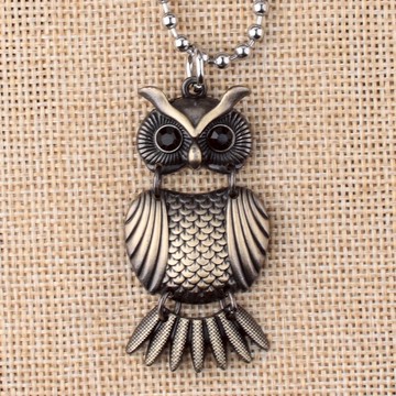 貓頭鷹時尚流行小動物學生男女吊墜合金簡約復古百搭鈦鋼圓珠鏈