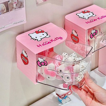 ✨元氣新品✨Kitty兒童髮飾收納盒壁掛式髮圈皮筋髮夾頭繩掛牆可愛旋轉首飾盒HRBL